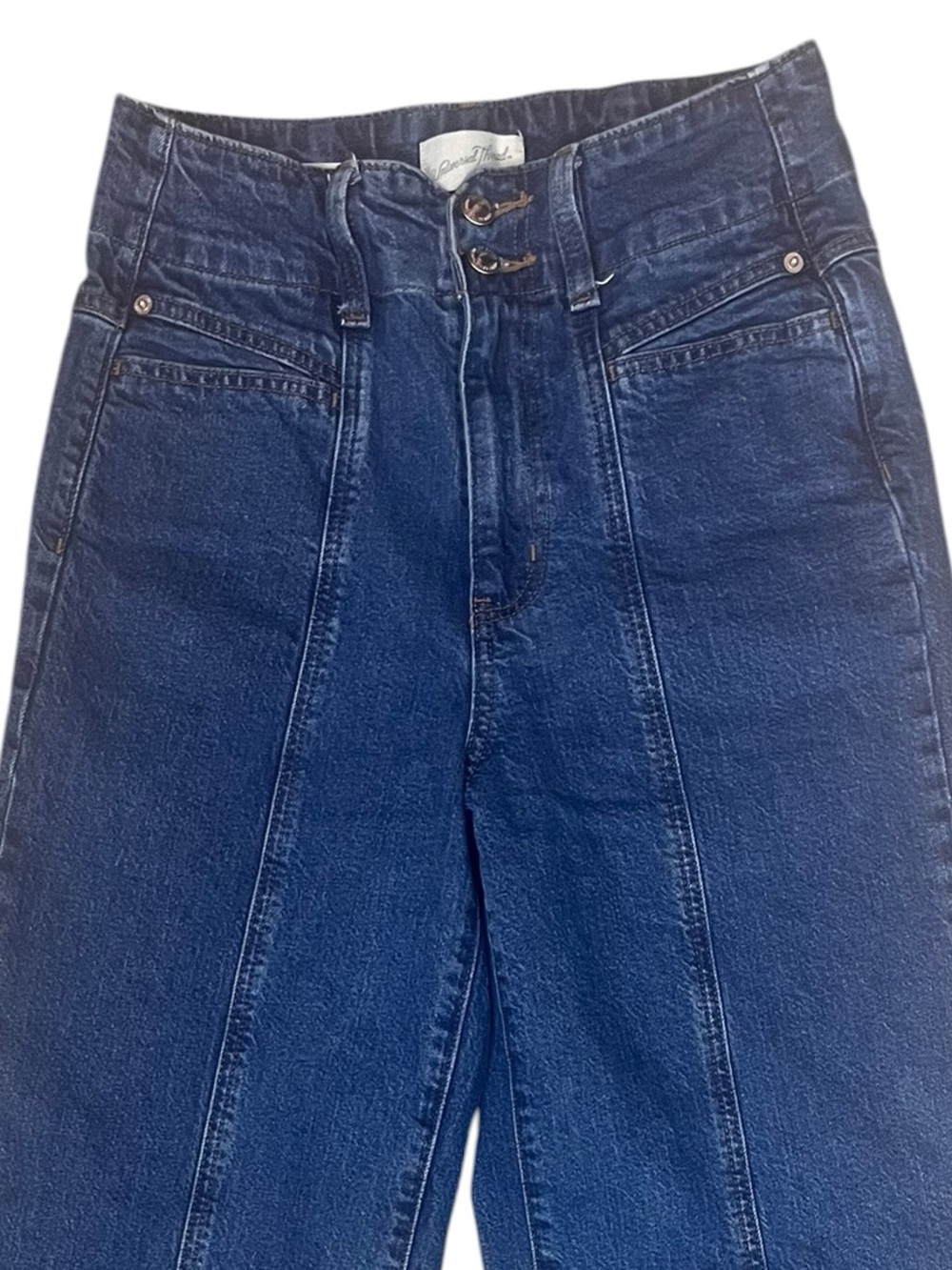 Universal Thread High Rise Wide Leg Jean Size 6 Dark Wash 70’s Retro Long Lean - Picture 2 of 11